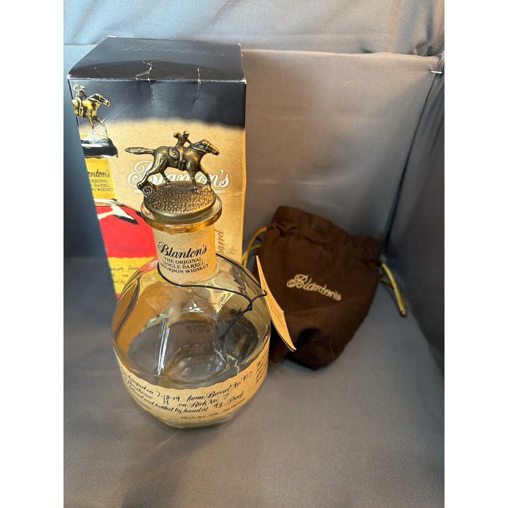 Blantons Bourbon Empty Bottle 750ml Stopper Letter S Box and Bag Set 2019